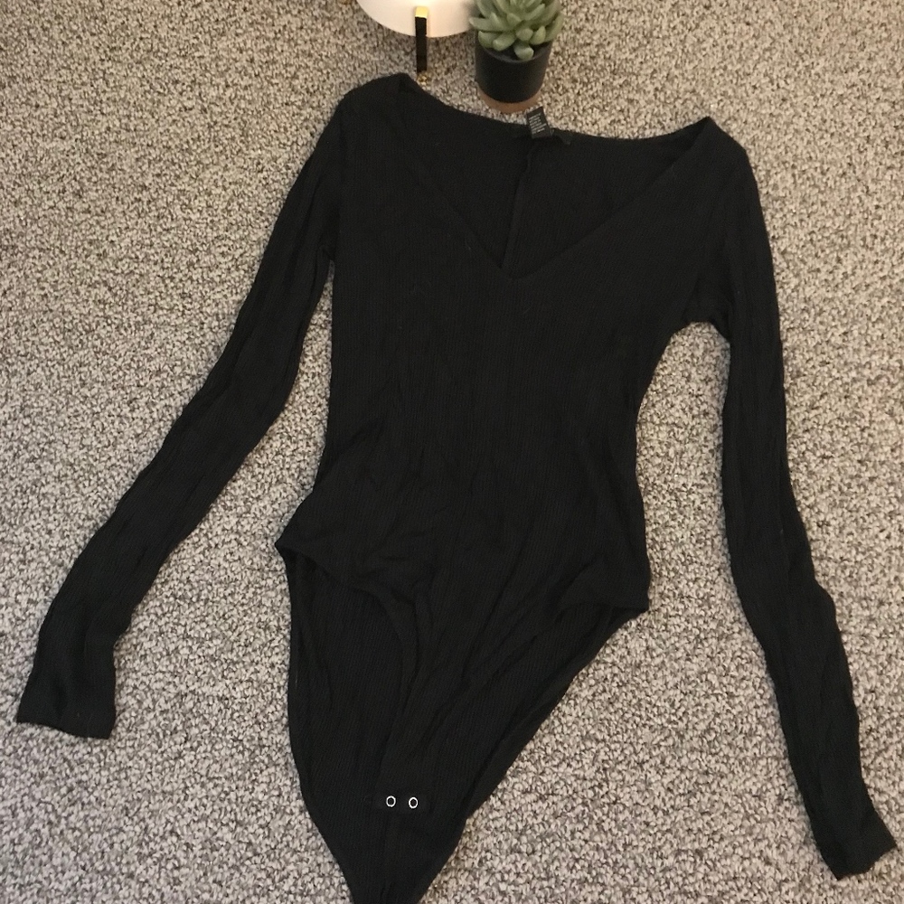 Forever21 Black Long Sleeve Bodysuit
